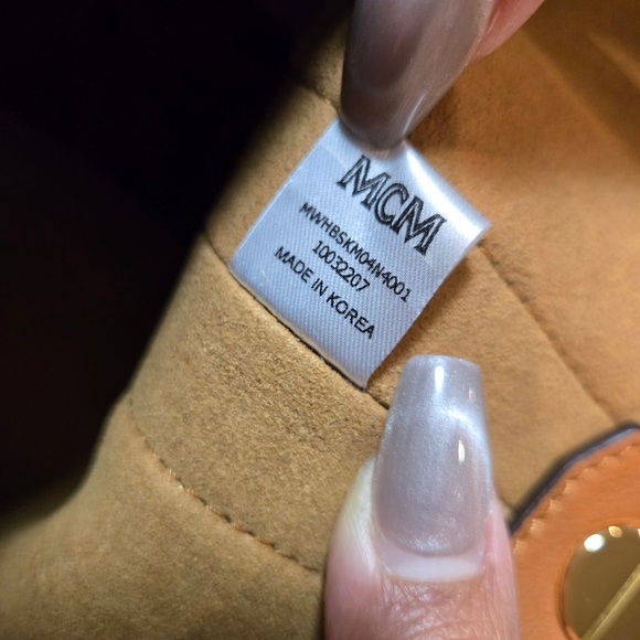 NEW MCM Klara Hobo Caramel Monogram Leather Shoulder Bag - Picture 7 of 7